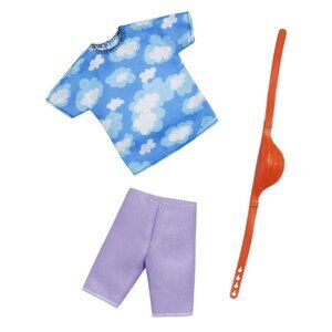 Barbie Fashion, Ken Doll Cloud Outfit with Gray Shorts and Orange Fannie Pack